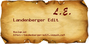 Landenberger Edit névjegykártya